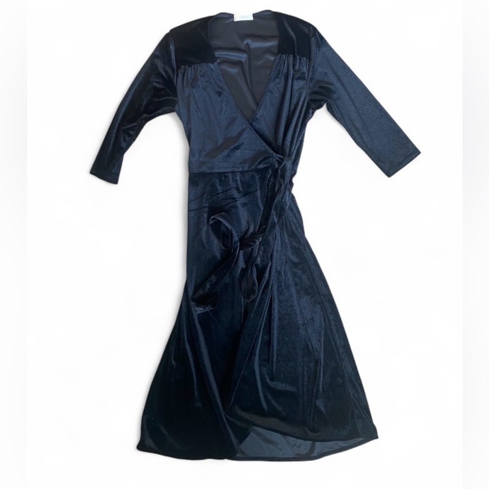 cameo Black Velvet Wrap Midi Dress - Picture 3 of 3